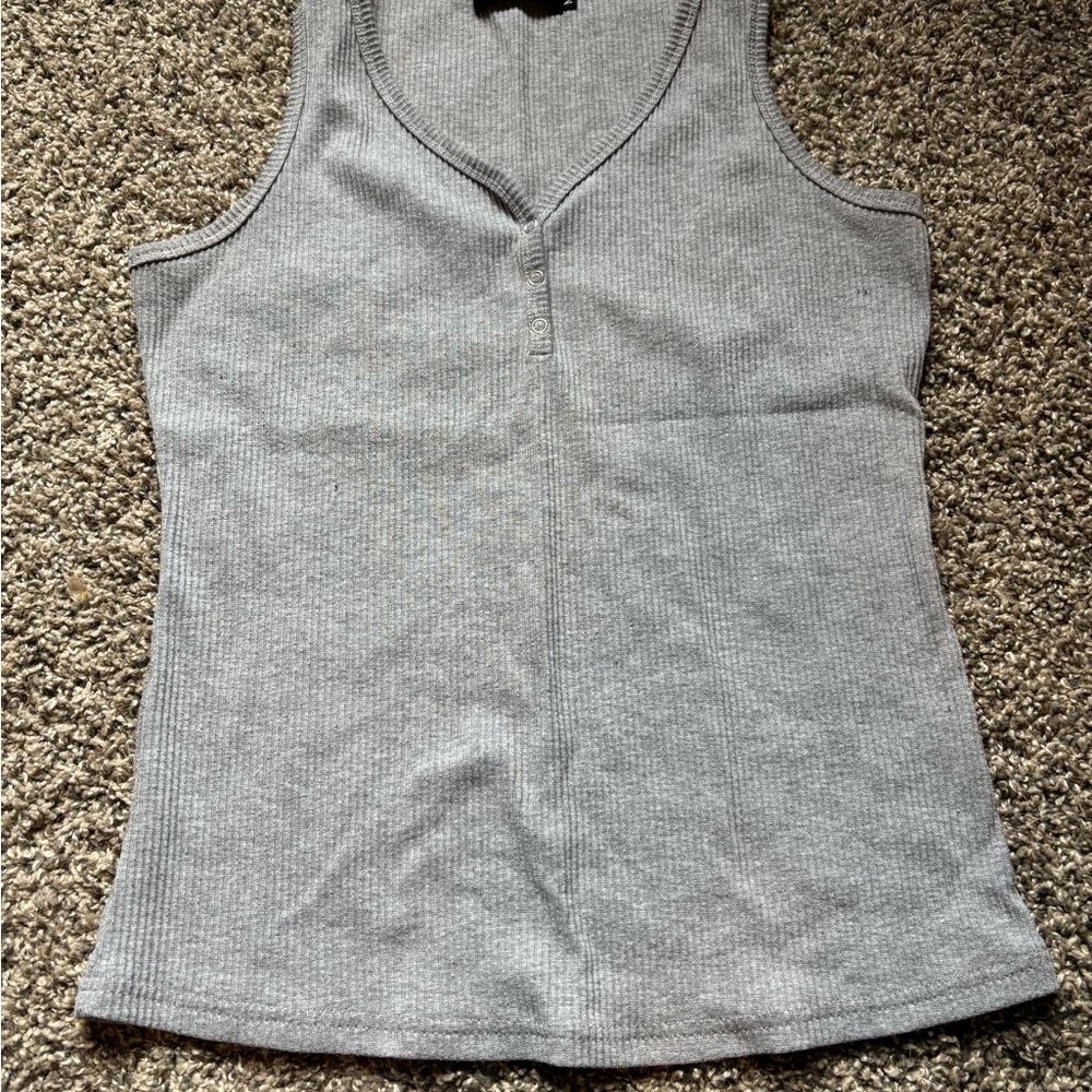 Stylish Gray Women's Ribbed Tank Top